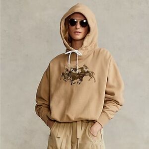 Ralph Lauren Hoodie - soft knit with horses Equestrian Graphic